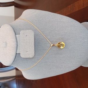 🍋14K YG Lemon Citrine Pendant (16x10mm, 6 carats) w/16" 14K YG Sparkle Chain